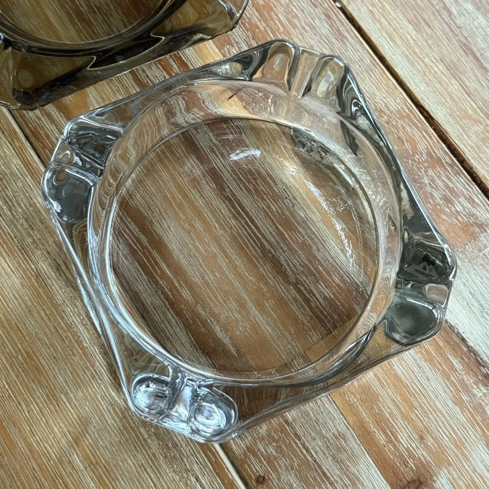 Vintage Glass Ashtrays Set of Two